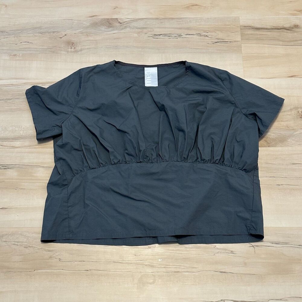 Women’s Short Sleeve Gathered Waist Blouse - Black